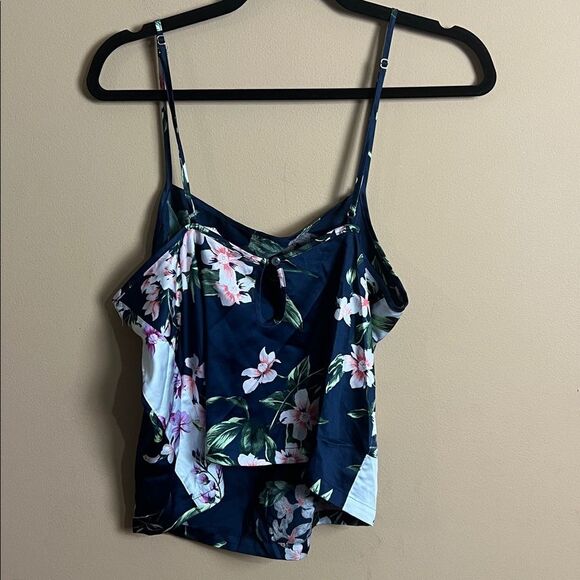 Victoria’s Secret Women’s Size Large Navy & Pink Floral Print Silky Sleep Tank - Picture 5 of 6